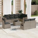 vidaXL Salon de jardin 9 Pièces avec coussins gris résine tressée