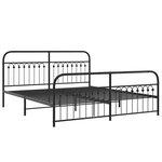 vidaXL Cadre de lit métal avec tête de lit/pied de lit noir 183x203 cm