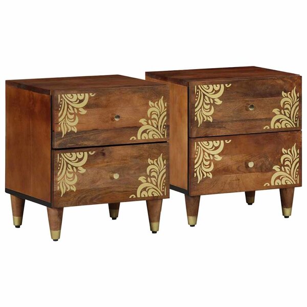 vidaXL Cabinet de chevet avec tiroir 2 Pièces Marron miel 40 x 33 x 46 cm