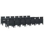 Ensemble de salle à manger de jardin de 15 pièces avec coussins anthracite poly rotin