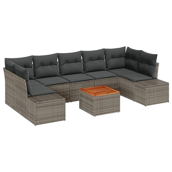 vidaXL Ensemble de canapé de jardin 8 Pièces Gris