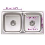 vidaXL Évier de camping Double lavabo avec robinet Acier inoxydable