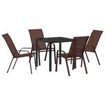 vidaXL Ensemble de salle à manger de jardin 5 pièces en Textilène marron et acier