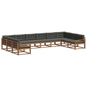 vidaXL Ensemble de canapés d'extérieur 10 pc Naturel et Anthracite