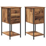 vidaXL Cabinet de chevet avec tiroir 2 Pièces Bois ancien 32 x 42 x 70 cm