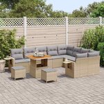 vidaXL Ensemble de canapé de jardin 12 Pièces Beige polyrotin