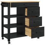 vidaXL Chariot de cuisine MONZA Noir 84 x 40 x 88 5 cm