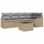 vidaXL Ensemble de canapé de jardin 6 Pièces Beige Poly rotin