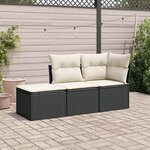 vidaXL Salon de jardin 3 Pièces avec coussins noir résine tressée