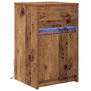 vidaXL Armoire de chevet LED avec tiroir Bois ancien 38 x 34 x 61 cm
