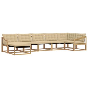 vidaXL Ensemble de canapés d'extérieur 7 pc Blanc et Beige