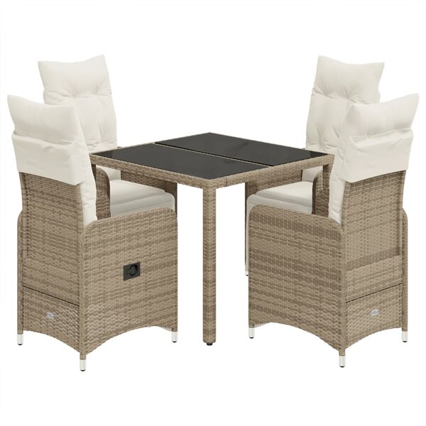 vidaXL Ensemble de bistro de jardin 5 Pièces coussins marron poly rotin