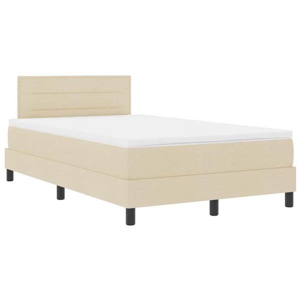 vidaXL Lit à ressorts avec matelas avec LED Crème 120 x 200 cm tissu