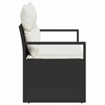 vidaXL Sofa de jardin 2 places avec coussins noirs en poly rattan
