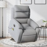 vidaXL Fauteuil inclinable de massage électrique Gris clair Tissu