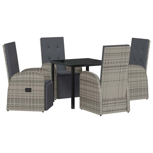 vidaXL Ensemble de salle à manger pour jardin 5 Pièces Gris polyrotin