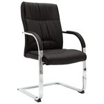Chaise fauteuil siège de bureau informatique étude cantilever similicuir noir 02_0023996