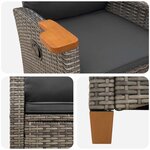 vidaXL Chaise inclinable avec plateau à thé 62 x 64 x 112 cm polyrotin