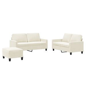 vidaXL Ensemble de canapés 3 Pièces avec coussins Crème Velours