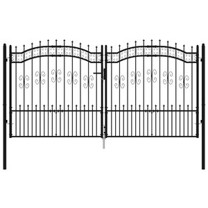 vidaXL Portail et sommet de lance Noir 305x198 cm Acier enduit poudre