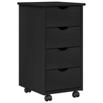 vidaXL Cabinet roulant 34 x 39 x 65 5 cm Bois de Pin Massif Noir