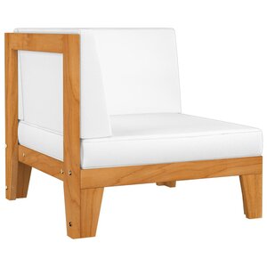 vidaXL Canapé d'angle sectionnel et coussins blanc crème Bois d'acacia