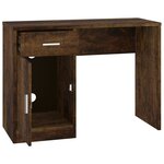 Bureau table poste de travail meuble d'ordinateur informatique étude avec tiroir et armoire chêne fumé 100 x 40 x 73 cm brun 02_0023451