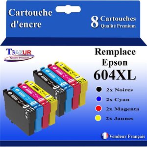 8x Cartouches compatibles avec Epson 604 XL pour Epson Expression Home XP-2200  XP-2205  XP-3200  XP-3205  XP-4200