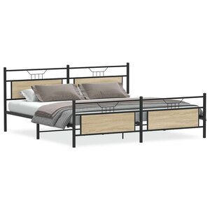 vidaXL Cadre de lit en métal sans matelas chêne sonoma 193x201 cm