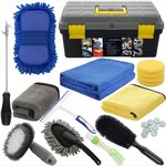 ACROPAQ Kit Nettoyage Voiture - 25 Pièces  Boîte à outils de 8 litres  Kit nettoyage voiture interieur  Entretien des pneus
