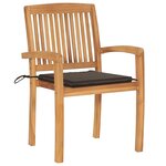 vidaXL Chaises de jardin lot de 2 et coussins taupe Bois teck massif