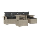 vidaXL Salon de jardin 6 Pièces avec coussins gris clair résine tressée