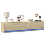 vidaXL Meuble TV mural avec LED chêne sonoma 180x31x38 cm