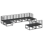 vidaXL Ensemble de canapé de jardin avec coussin 9 Pièces Noir Aluminium
