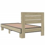 vidaXL Cadre de lit chêne sonoma 90x190 cm bois d'ingénierie et métal
