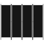 vidaXL Cloison de séparation 4 panneaux Noir 200x180 cm