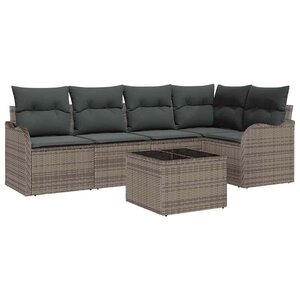 vidaXL Ensemble de canapé de jardin avec coussin 6 Pièces Gris Poly rotin