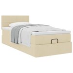 vidaXL Lit ottoman avec matelas crème 90x200 cm tissu