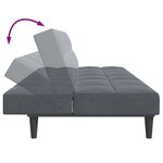 vidaXL Canapé-lit à 2 places avec repose-pied gris foncé velours