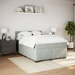 vidaXL Sommier à lattes de lit et matelas Gris clair 140x190cm Velours