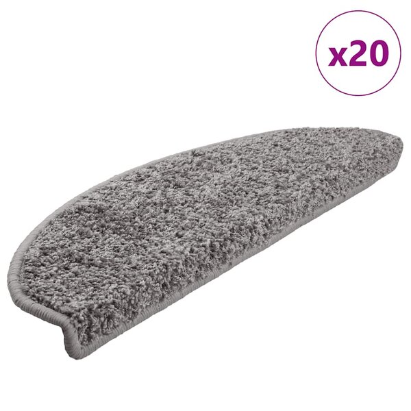 vidaXL Tapis d'escalier 20 pièces 65 x 21 x 4 cm Gris Demi-rond Grand