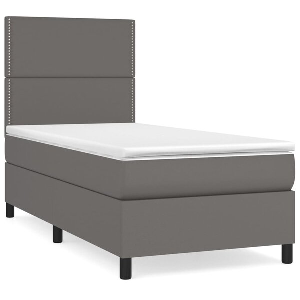 vidaXL Sommier à lattes de lit avec matelas Gris 90x200 cm Similicuir