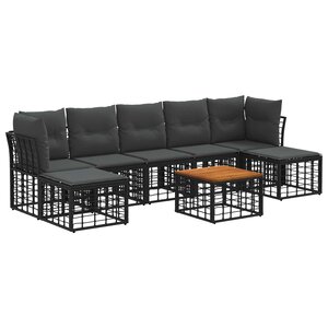 vidaXL Ensemble de canapés d'extérieur 8 Pièces Noir et Gris foncé