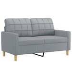 vidaXL Canapé 2 places avec oreillers gris clair 120 cm tissu
