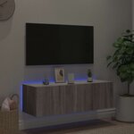 vidaXL Meuble TV mural avec lumières LED sonoma gris 100x35x31 cm