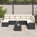 vidaXL Ensemble de canapé de jardin 9 Pièces Noir polyrotin