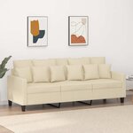 vidaXL Canapé à 3 places Crème 180 cm Tissu