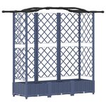vidaXL Lit Élevé avec Treillis et Toit Gris 163 x 40 x 123 cm PP