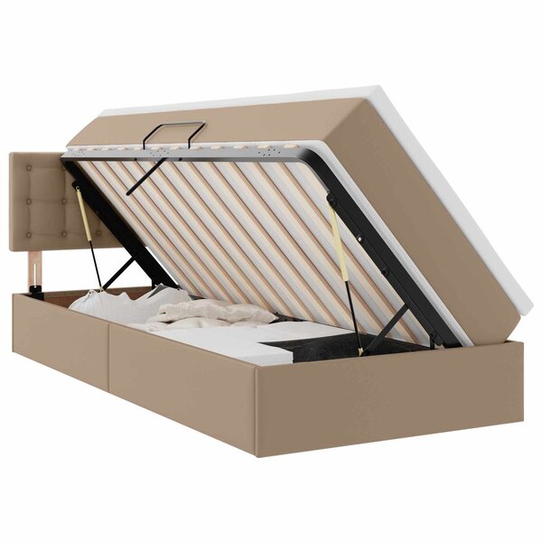 vidaXL Lit avec rangement et matelas Cappuccino 90 x 190 cm