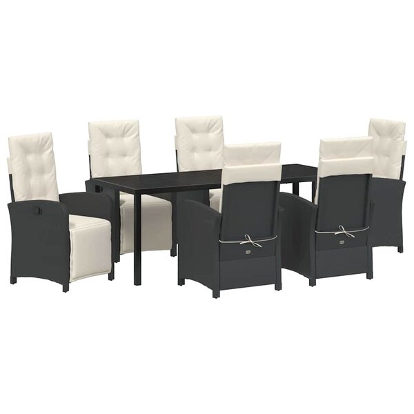 vidaXL Ensemble de salle à manger pour jardin 7 Pièces Noir polyrotin